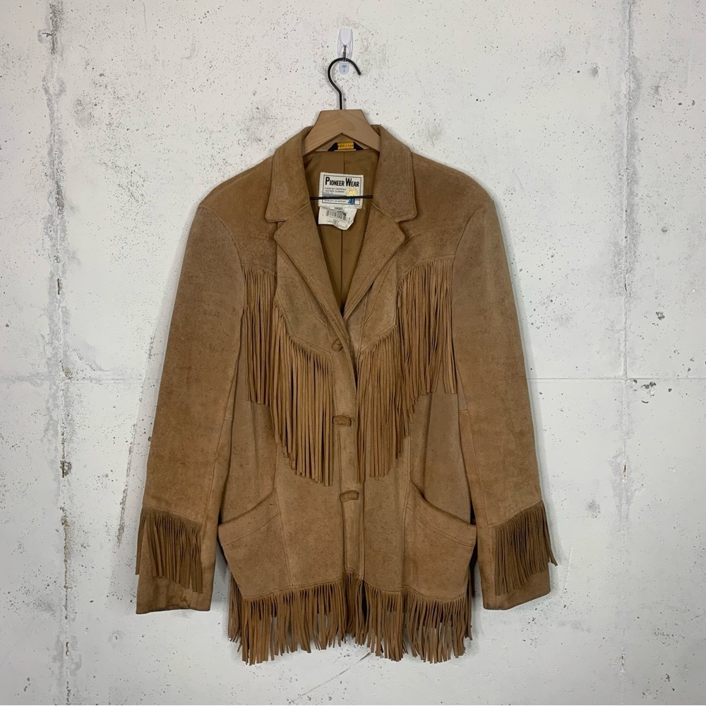 Pioneer Wear Suede Leather Fringe Blazer Jacket Size 10 - Picture 6 of 15